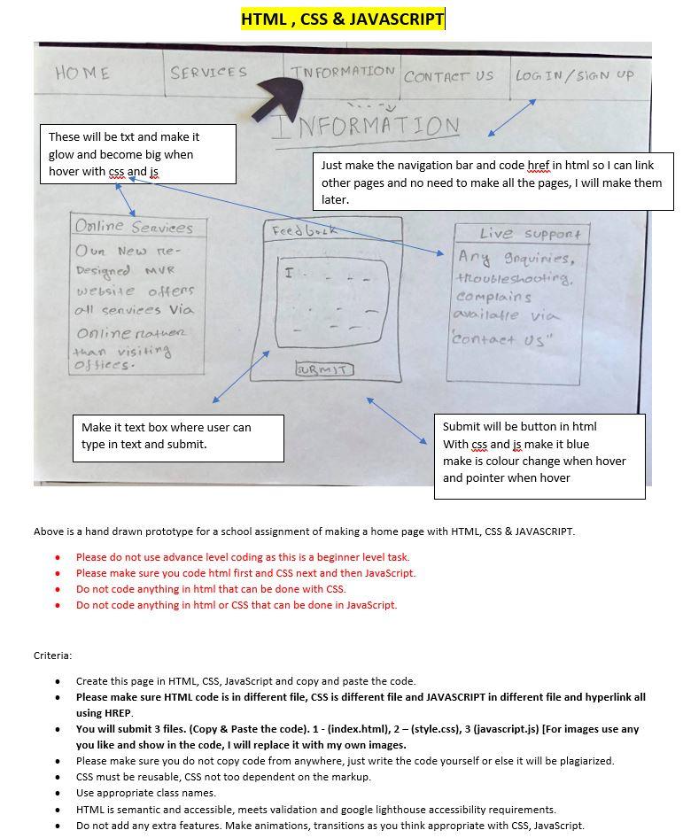 Solved HTML, CSS & JAVASCRIPT HOME SERVICES TN FORMATION | Chegg.com