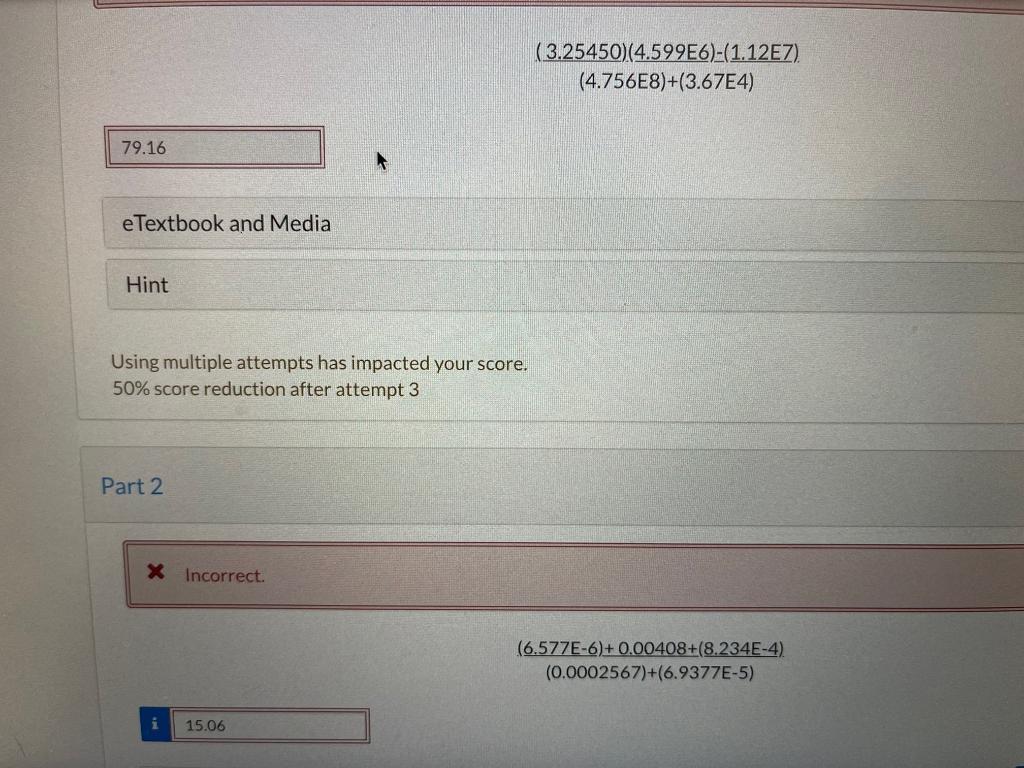 Solved The two-part question I keep getting wrong but I | Chegg.com