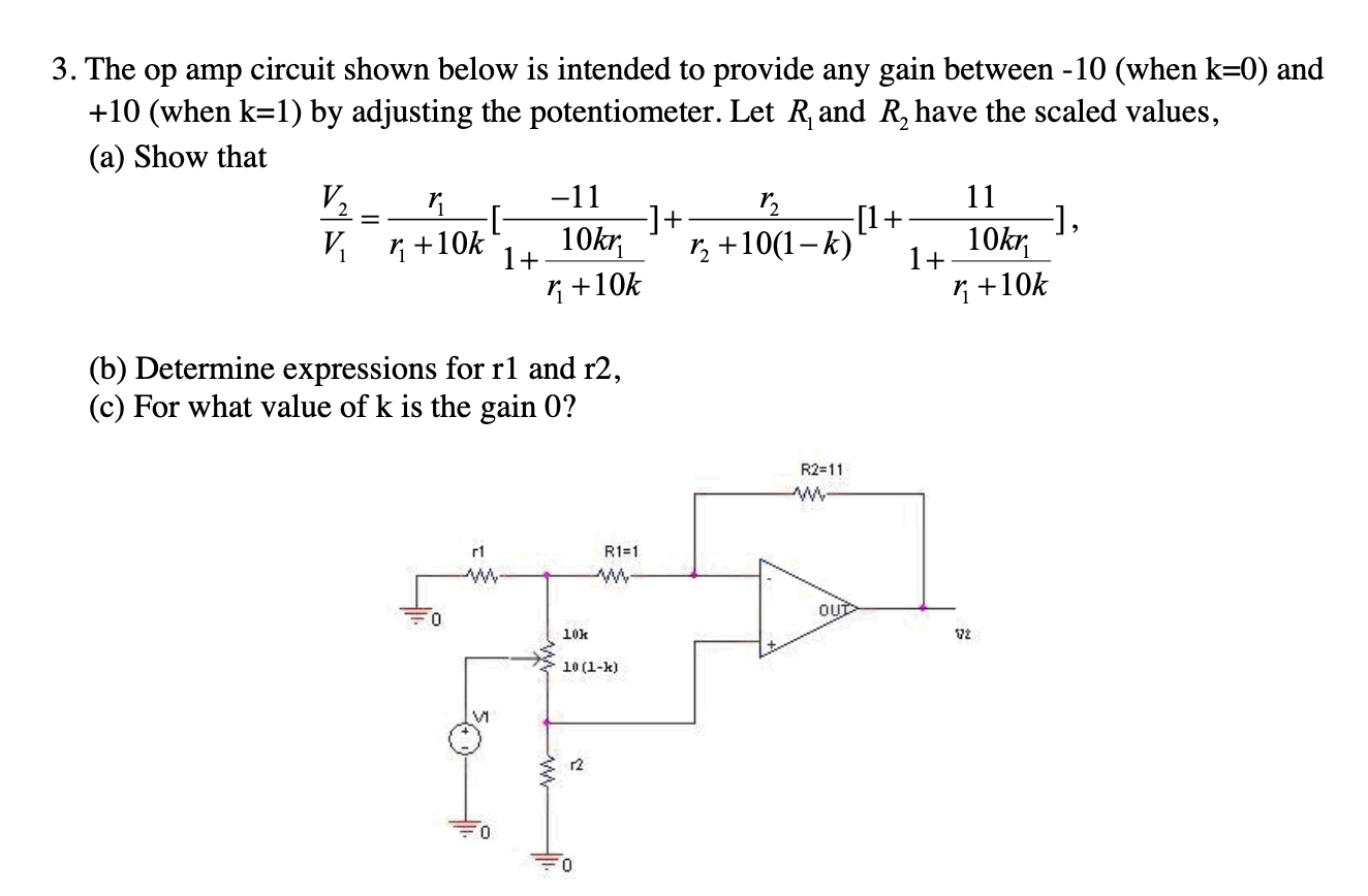 Solved 3. The op amp circuit shown below is intended to | Chegg.com