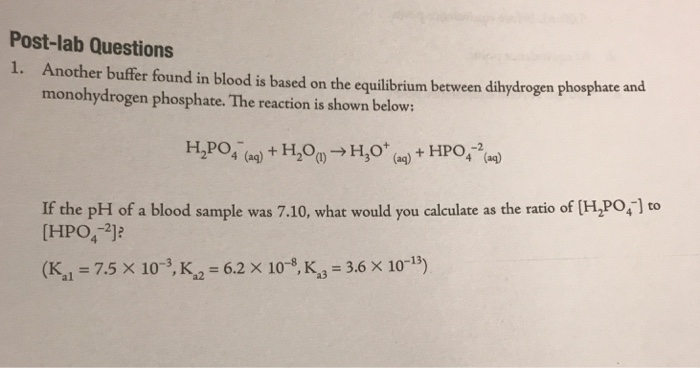 Solved Another buffer found in blood is based on the | Chegg.com