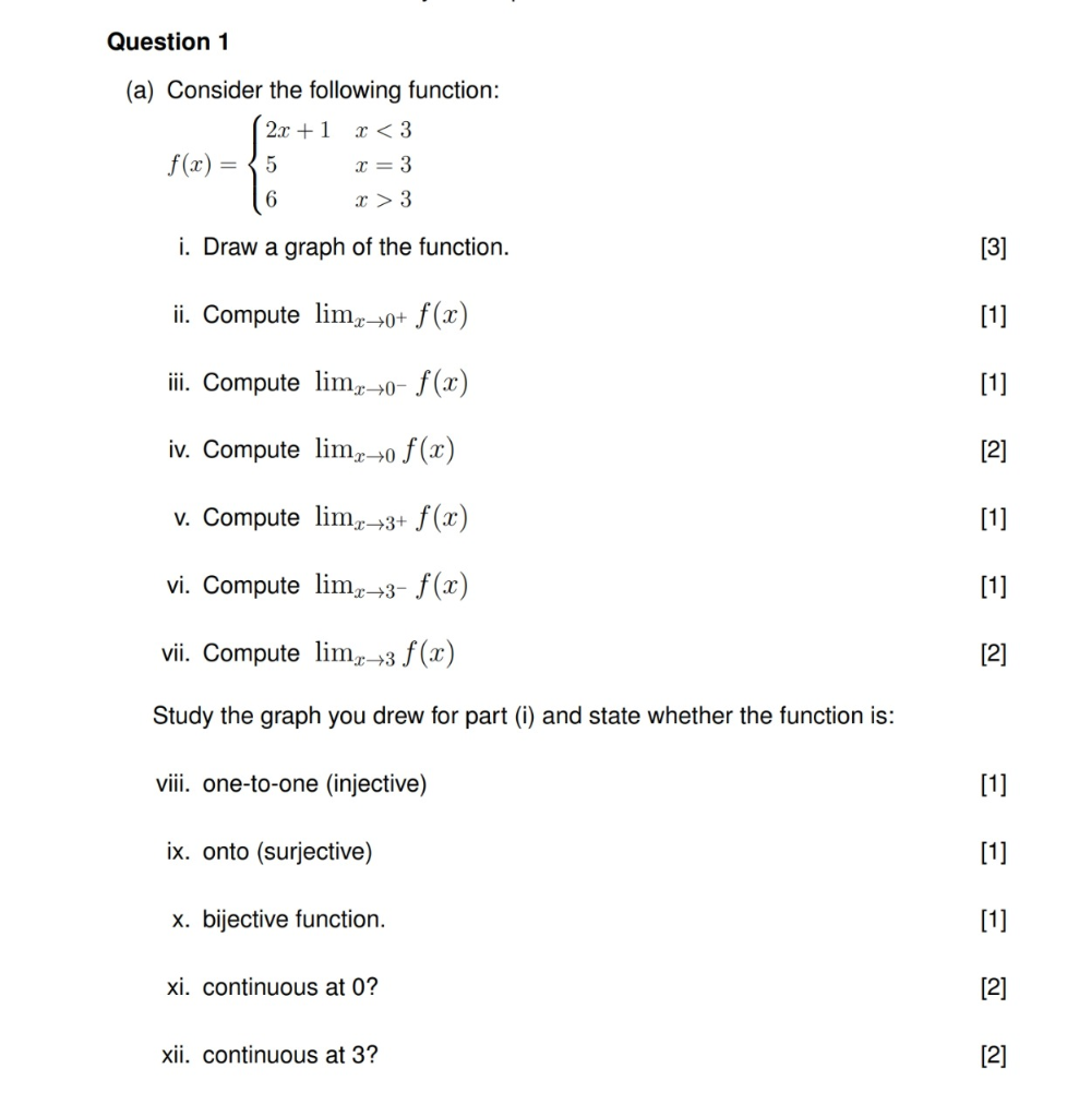 Solved Question 1 A Consider The Following Function 2 Chegg Com