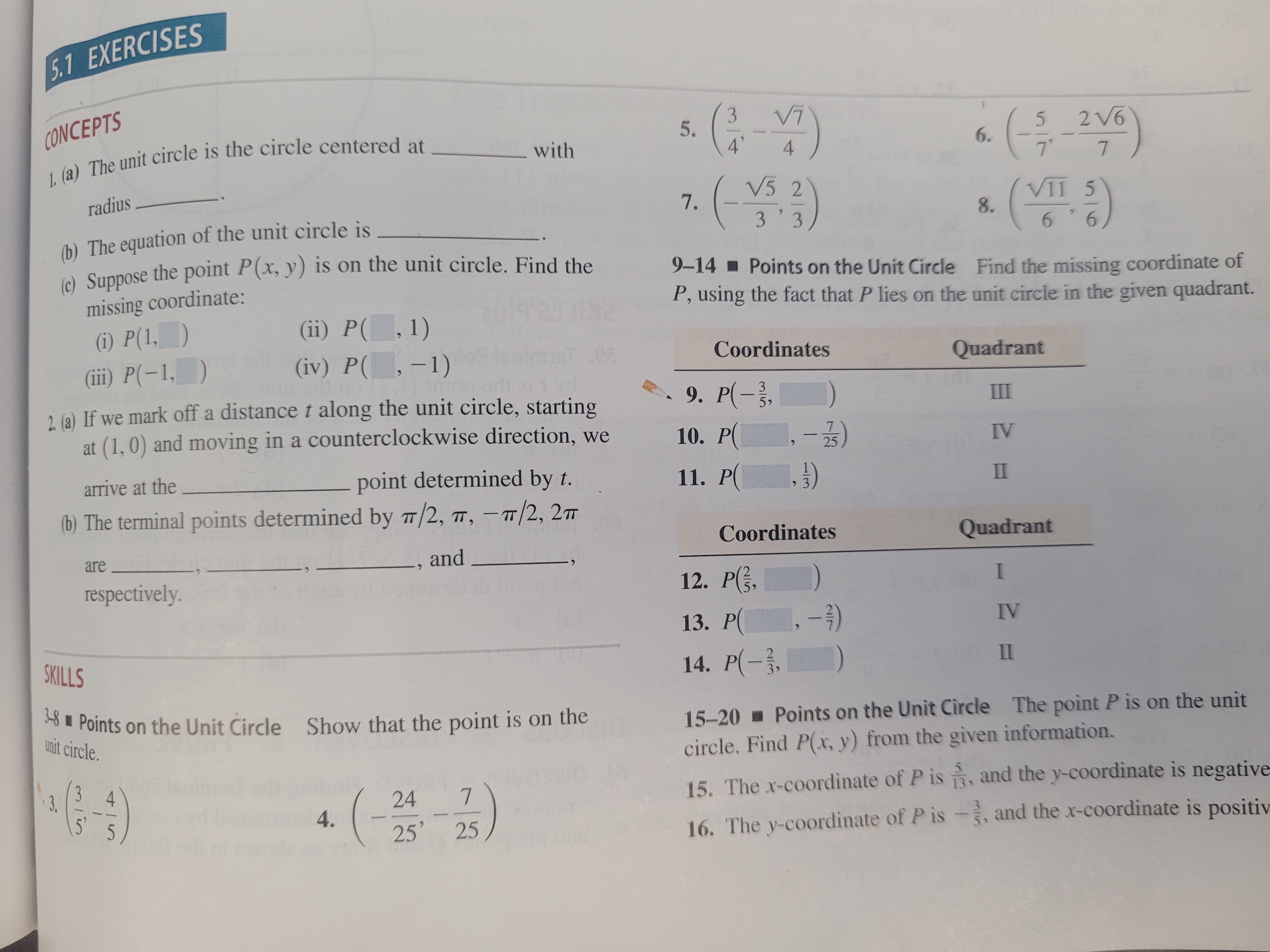 Solved CONCEPTS 6. (−75,−726) 1. (a) The unit circle is the | Chegg.com