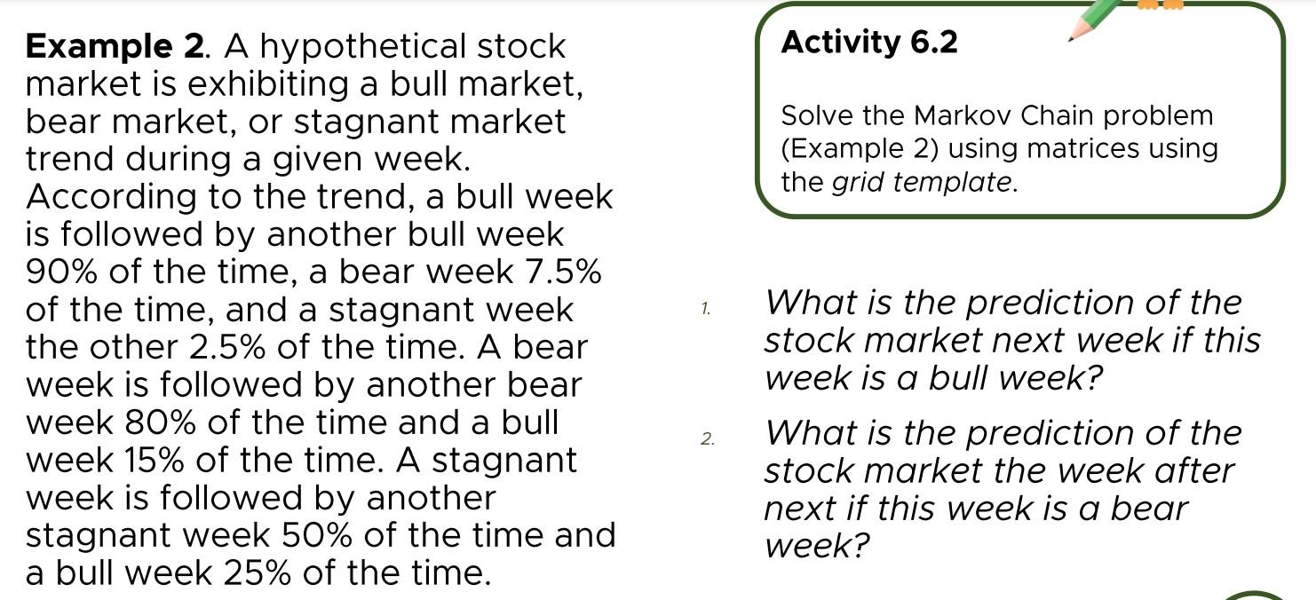 Solved Example 2. A hypothetical stock Activity 6.2 market | Chegg.com
