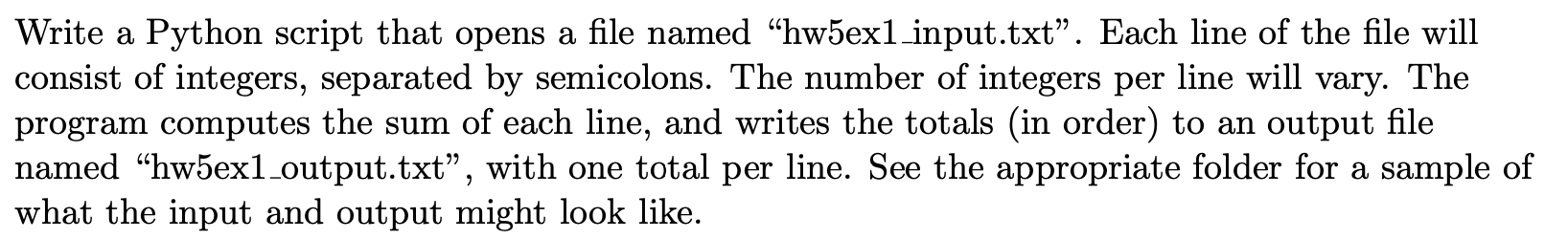 Solved Write a Python script that opens a file named “hw5ex1 | Chegg.com