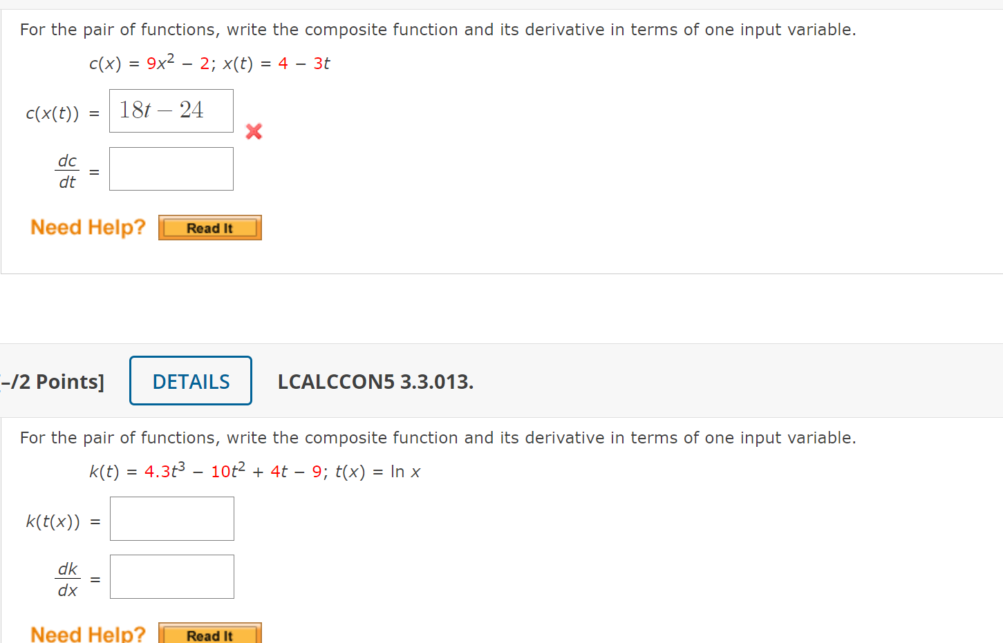 Solved For the pair of functions, write the composite | Chegg.com