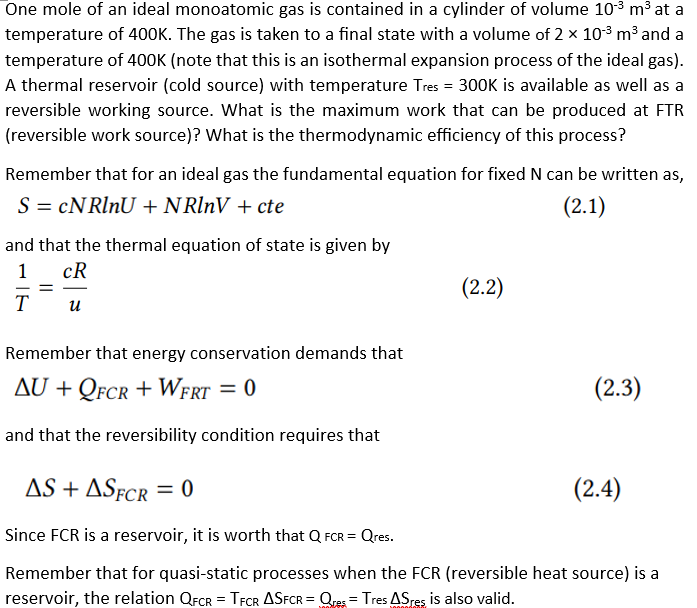 One mole of an ideal monoatomic gas is contained in a cylinder of volume \( 10^{-3} \mathrm{~m}^{3} \) at a temperature of \(