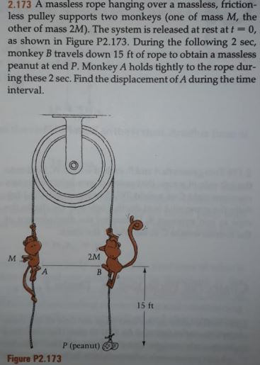 Solved 2.173 A Massless Rope Hanging Over A Massless, | Chegg.com