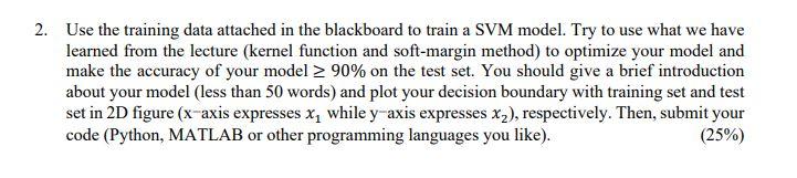 Solved 2. Use the training data attached in the blackboard | Chegg.com