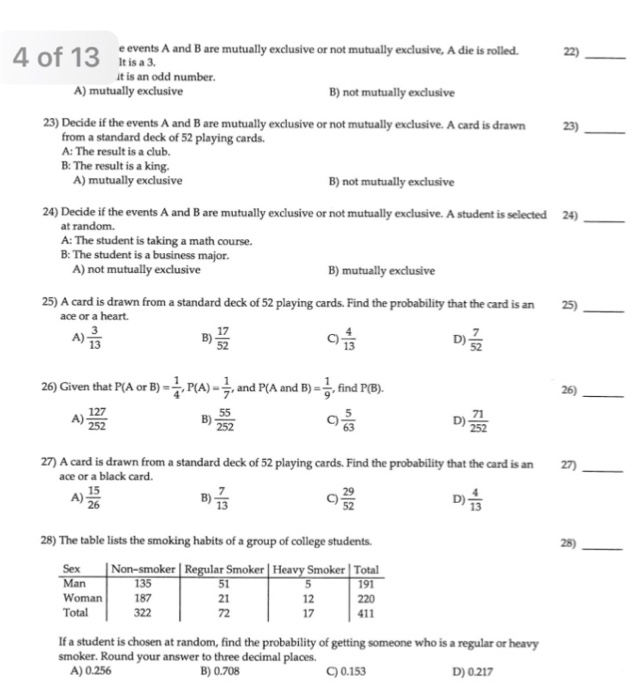 Solved e events A and B are mutually exclusive or not | Chegg.com