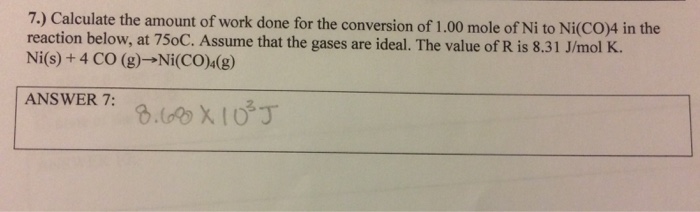 Solved Calculate the amount of work done for the conversion | Chegg.com