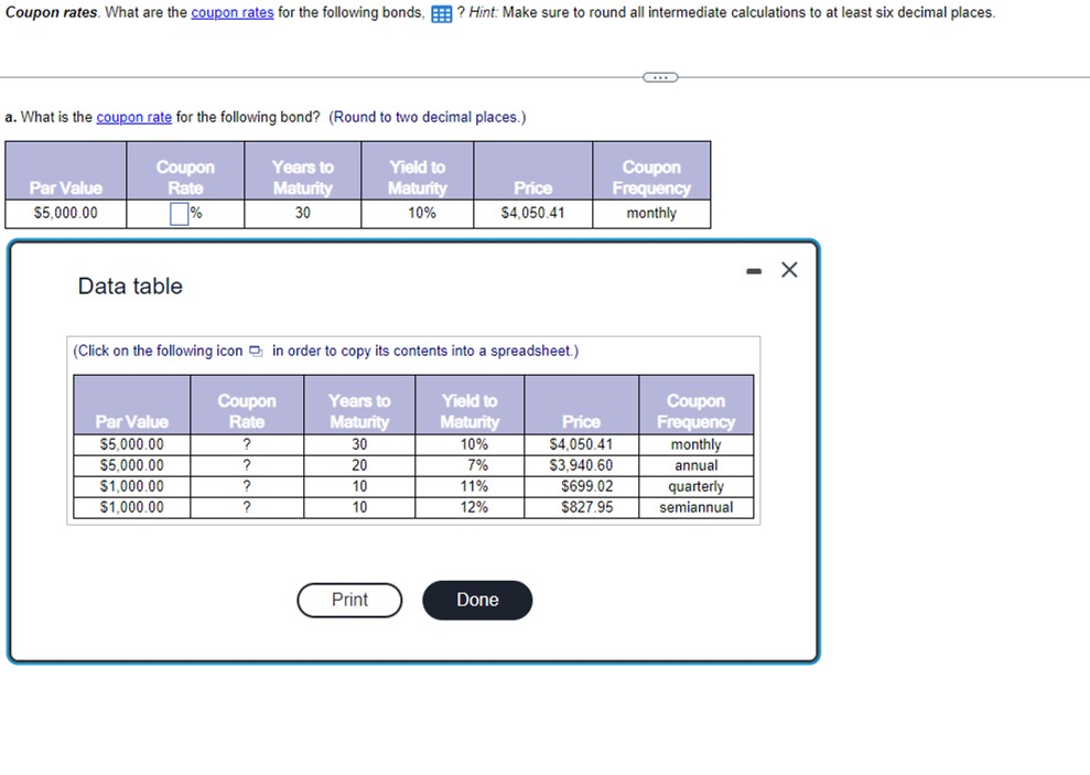 Solved Coupon Rates. What Are The Coupon Rates For The | Chegg.com
