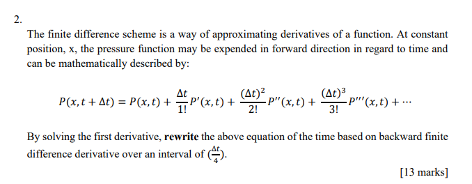 Solved The finite difference scheme is a way of | Chegg.com