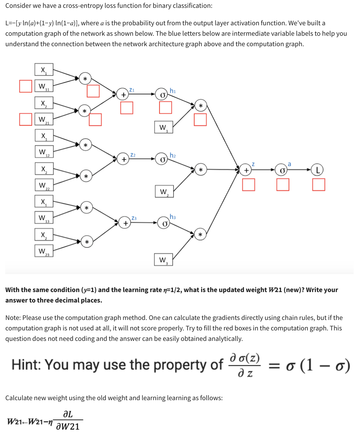 Solved Please help me solve for the loss function of W11 and | Chegg.com