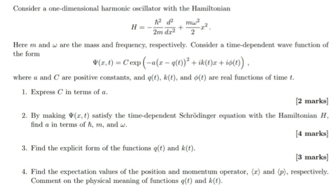 Solved Consider a one-dimensional harmonic oscillator with | Chegg.com