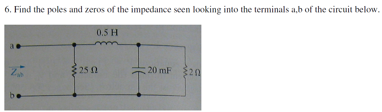 Solved 6. Find the poles and zeros of the impedance seen | Chegg.com