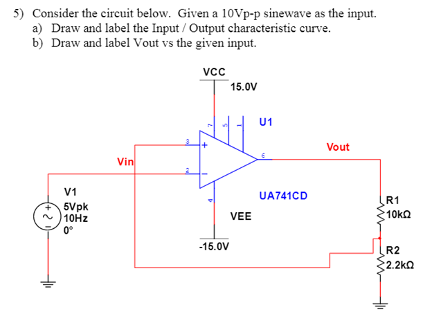 Solved Consider the circuit below. Given a 10Vp-p sinewave | Chegg.com