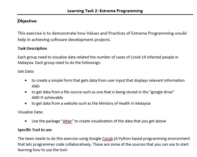 Learning Task 2: Extreme Programming Objective: This | Chegg.com