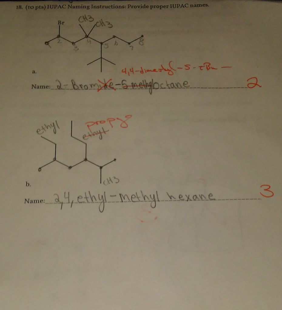 Solved 18 10 Pts Iupac Naming Instructions Provide 7697