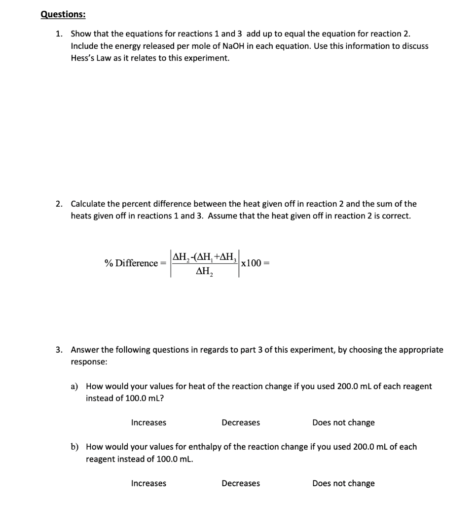 Solved Data Table Parameter Reaction 1 Reaction 2 Reaction 3 | Chegg.com