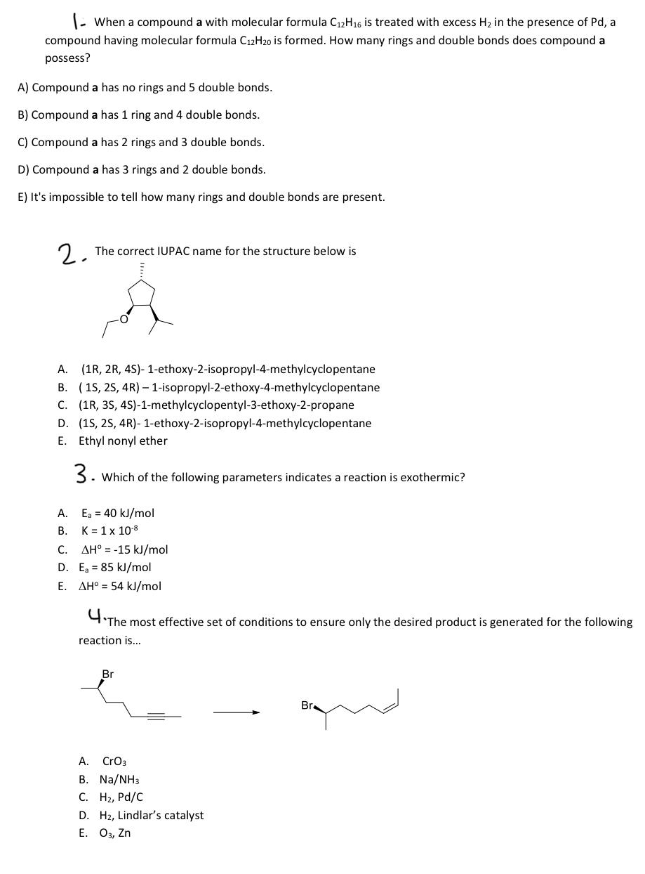 Solved 1- When A Compound A With Molecular Formula C12H16 Is | Chegg.com