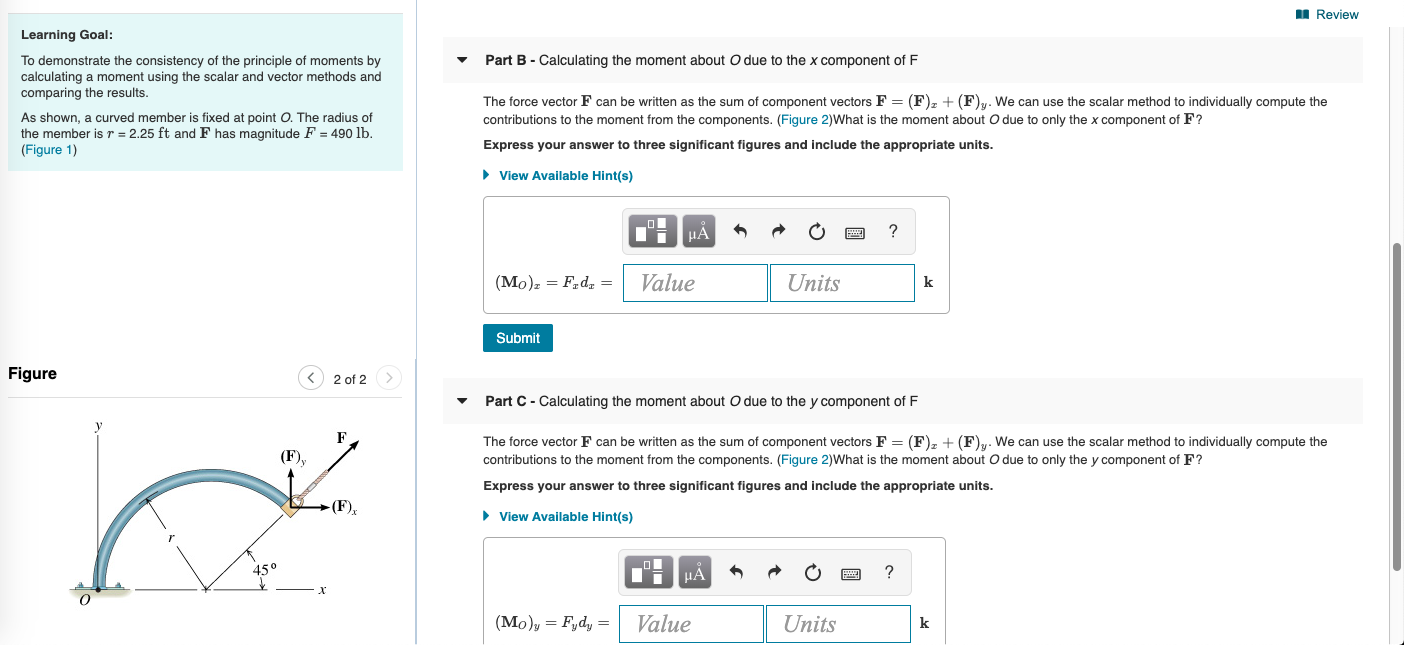 Solved Review Learning Goal: Part B - Calculating The Moment | Chegg.com