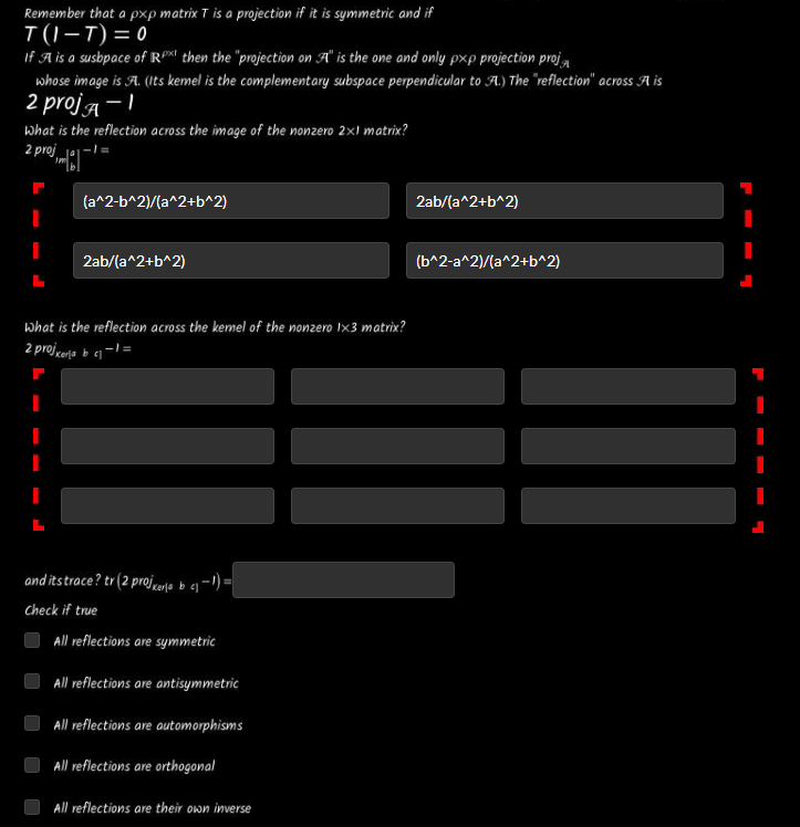 Solved Remember that a pxp matrix T is a projection if it is | Chegg.com