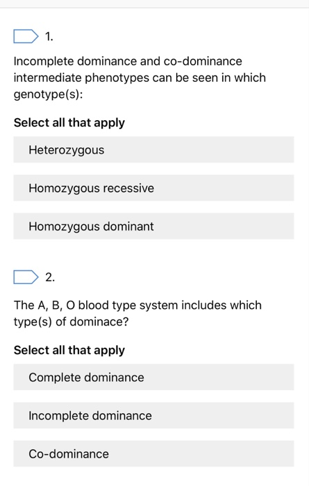 Solved 1 Incomplete Dominance And Co-dominance Intermediate | Chegg.com