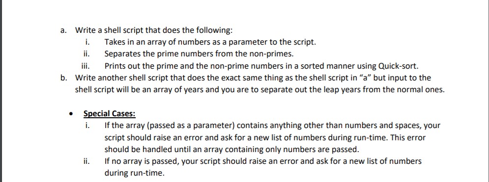 Solved a. Write a shell script that does the following: i. | Chegg.com