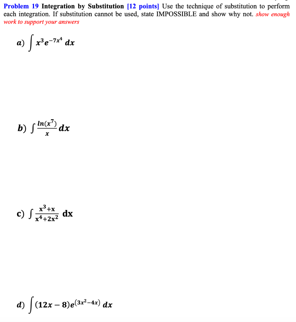 integration by substitution homework answers