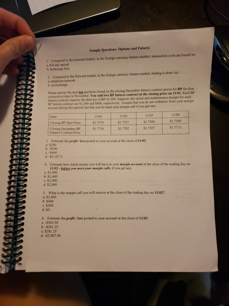 Solved Sample Questions Options and Futures to the forward