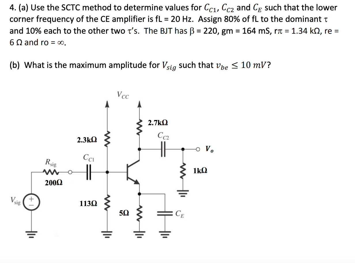 Solved 4. (a) Use the SCTC method to determine values for | Chegg.com