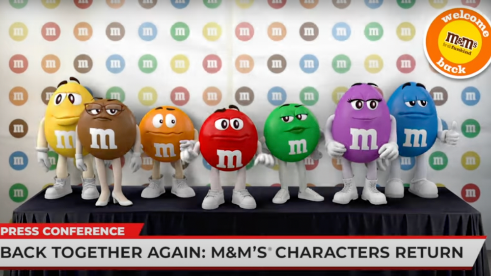 This box of M&M's forms a timeline of the mascot over the years. : r/ mildlyinteresting