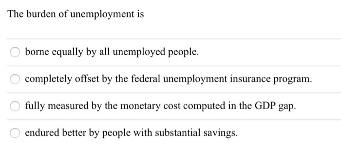 Solved The Burden Of Unemployment Is Borne Equally By All | Chegg.com