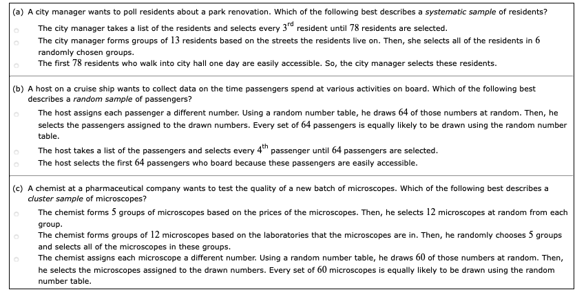 Solved (a) A city manager wants to poll residents about a | Chegg.com