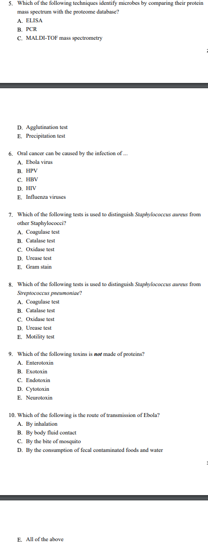 Solved 5. Which of the following techniques identify | Chegg.com