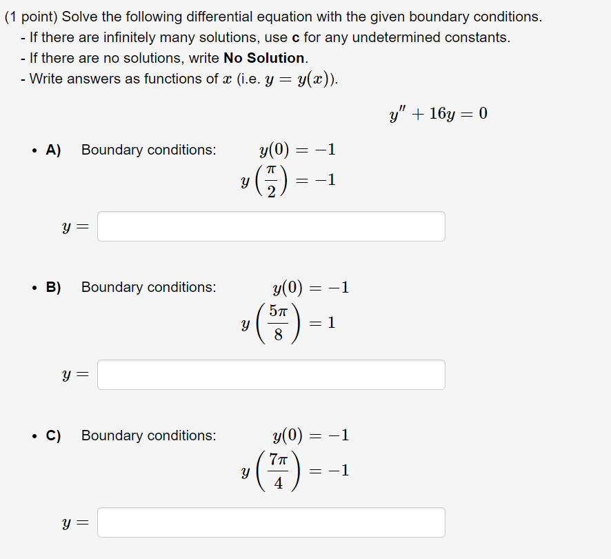 Solved 1 point) Solve the following differential equation | Chegg.com