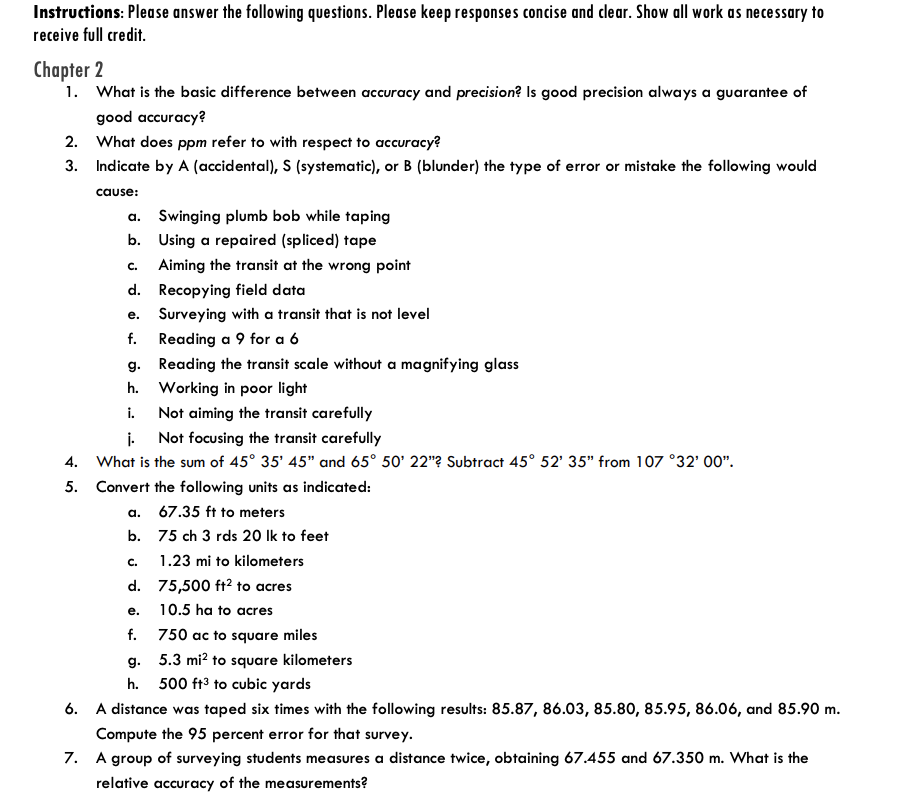 Solved Instructions: Please answer the following questions. | Chegg.com