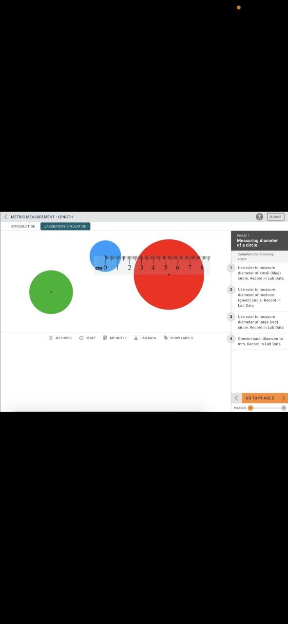 1. What is the diameter of the blue circle? 2. What
