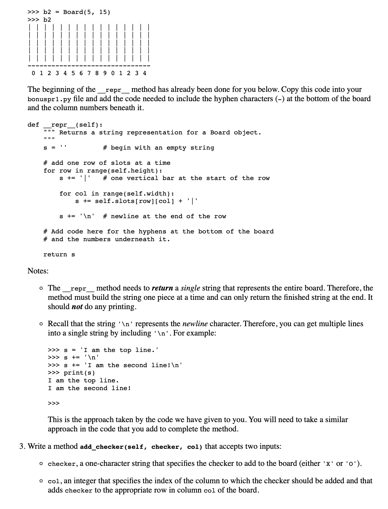 Solved Problem 1: A Connect Four Board class 50 points; | Chegg.com