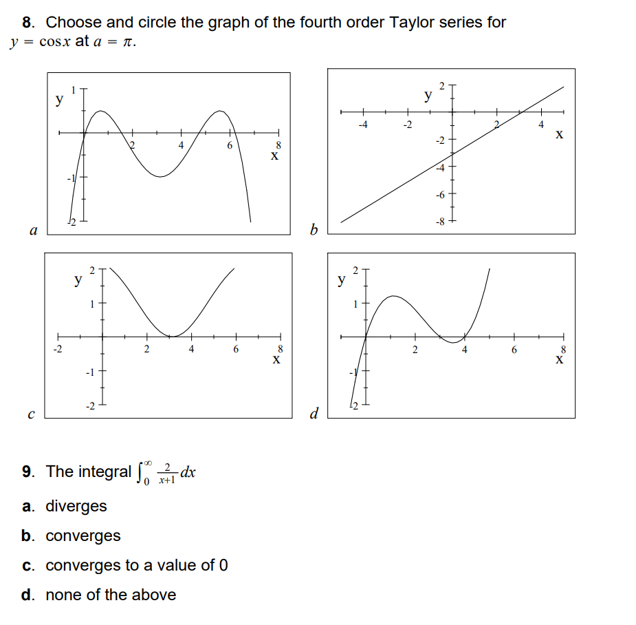 Solved 8. Choose and circle the graph of the fourth order | Chegg.com