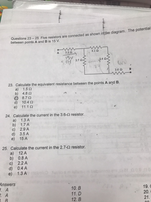 Solved Questions 23-25 Five Resistors Are Connected As Shown | Chegg.com