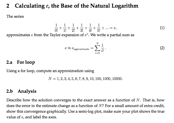 Solved 2 Calculating e, the Base of the Natural Logarithm | Chegg.com