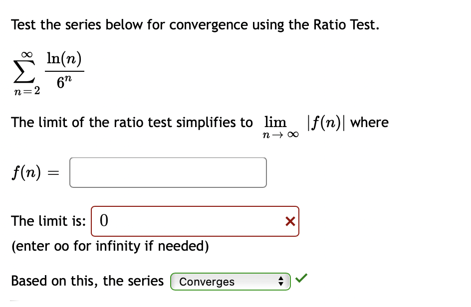 Solved Test the series below for convergence using the Ratio | Chegg.com