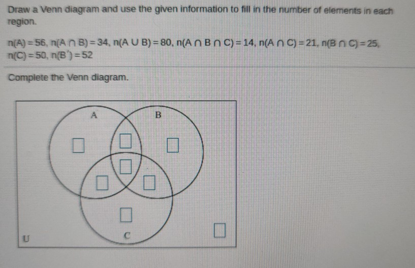 Solved Draw a Venn diagram and use the given information to | Chegg.com