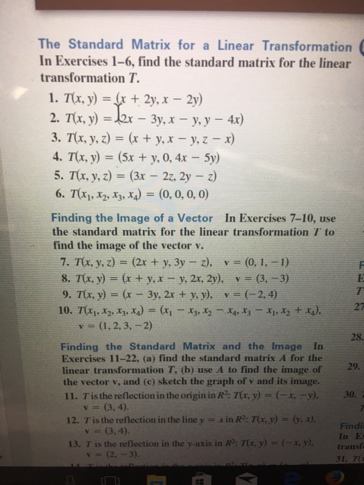 Solved The Standard Matrix For A Linear Transformation In 5126