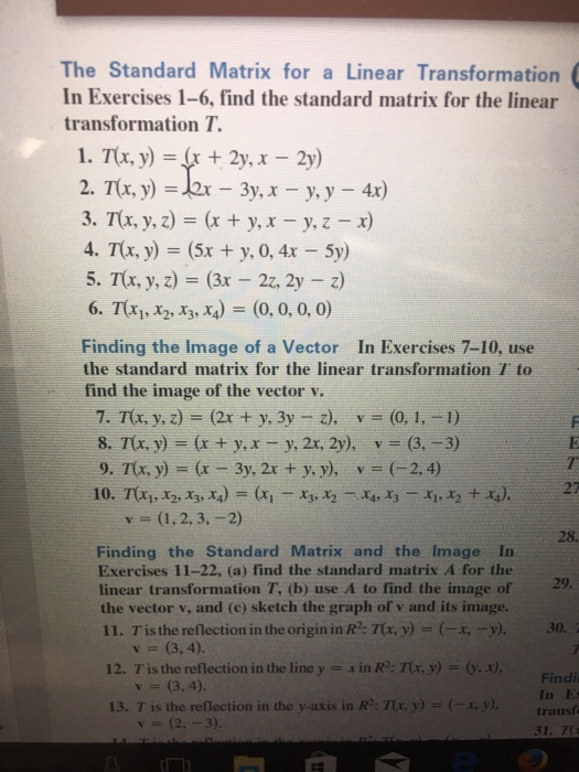 Solved The Standard Matrix For A Linear Transformation In 1272