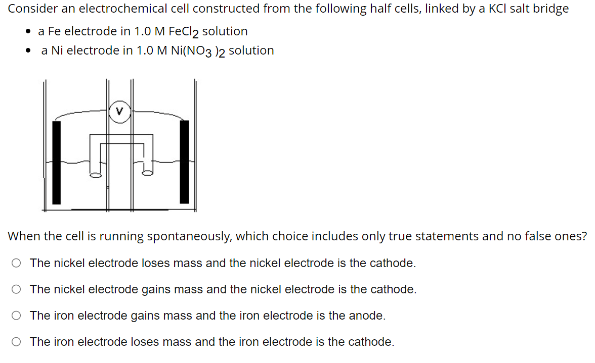 Solved Consider An Electrochemical Cell Constructed From The | Chegg.com