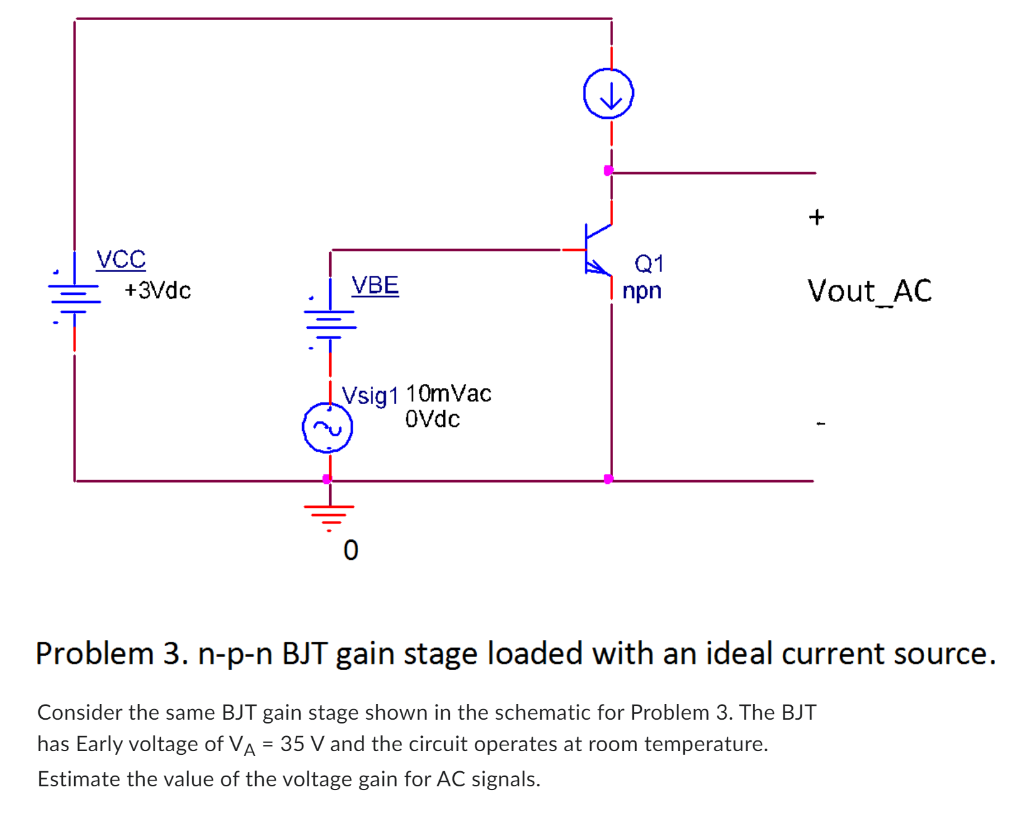 Problem 3. N-p-n Bjt Gain Stage Loaded With An Ideal 