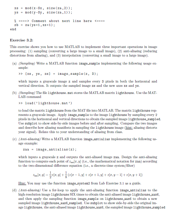 Exercise 3.1: The piece of MATLAB code below provides | Chegg.com