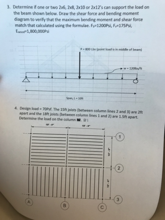Solved 3. Determine if one or two 2x6, 2x8, 2x10 or 2x12's